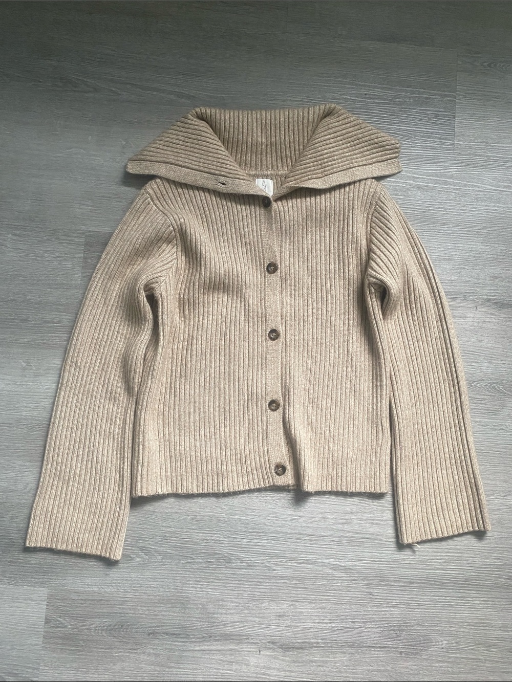 Joie Beige Ribbed Button-Front Trench Coat